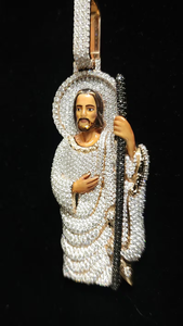 Colgante de lujo de moissanita San Judas, plata 925, joyería fina religiosa con incrustaciones de circonitas, regalo para hombres y mujeres - Product Image 5
