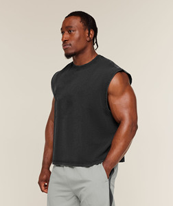 Débardeur noir sans manches pour homme, col en V, couleur unie, 100 % coton tricoté, décontracté et respirant - Product Image 4