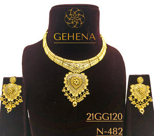 Diseñador 24K chapado en oro elegante Sexy moda 5 gramos Collar corto conjunto pendiente anillo elegante boda fiesta moda compromiso - Product Image 1