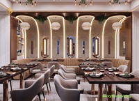 Design d'intérieur graphique pour boulangerie, café, ensemble de meubles de café personnalisés, mobilier de café contemporain, ensemble table et chaises