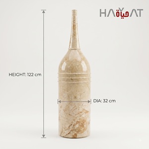 Jarrón de Piedra Beige con Aspecto de Mármol, Jarrón Cilíndrico para Flores, Recipiente Decorativo para Jardín, Bodas y Patio - Product Image 2