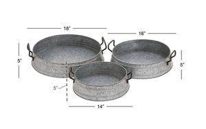 Plateau de service rond en métal avec poignées en corde, design rétro durable de couleur unie, idéal pour les fêtes - Product Image 3