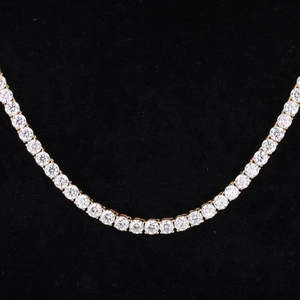 Cadena de tenis estilo hip hop de oro macizo con diamantes cultivados en laboratorio de forma redonda, collar de tenis clásico para uso diario, joyería de diamantes. - Product Image 4