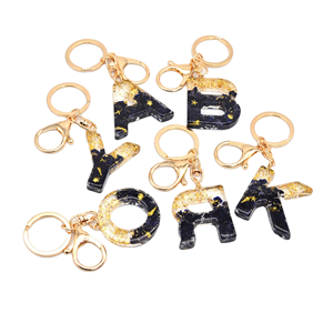 Women Girls' <b>Initial</b> Keychain Black Bag Keyring Sweet Charm Handcrafted Resin Technique Rechargeable High Quality Feng Shui - Product Image 1