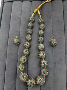 Indian Bridal Mala <b>Long</b> <b>Necklace</b> Set Girls Women party with Rose Quartz Pear Cut Crystals and Matching Earrings for Wedding - Product Image 5
