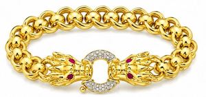 18k Gold Plated Stainless Steel Cuban Chain Dragon Head Link Bracelet & <b>Bangle</b> <b>for</b> <b>Men</b> Daily Wear Gift - Product Image 2