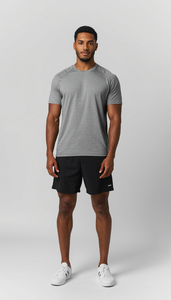 T-shirt sportif à manches courtes pour homme, col rond, coupe classique, respirant, séchage rapide, 200 grammes, en Spandex/Polyester, uni, tricoté - Product Image 6