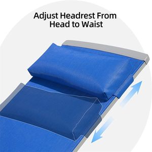 Ensemble de 3 chaises longues de patio réglables en aluminium avec dossier inclinable en textilène et appui-tête pour la piscine - Product Image 3