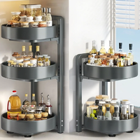 Étagère à épices rotative en acier au carbone, organisateur d'assaisonnements, support de rangement pour condiments, plateau tournant, organisateur de bouteilles d'épices à plusieurs niveaux