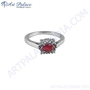 Anillo Vintage de Plata 925 con Rubí, Diseño de Corazón con Piedra Natural Ovalada, Anillo de Compromiso para Mujer, Piedra de Nacimiento de Julio - Product Image 2