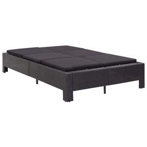 Chaise longue en rotin PE noir de 78,7 po x 21,7 po x 2,4 po avec coussins - Product Image 2