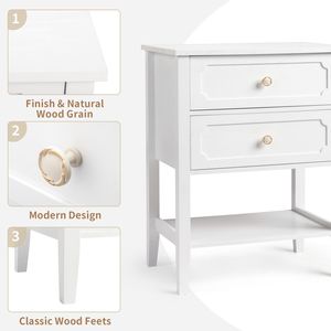 Comodino Intelligente a 2 Cassetti in Legno, Tavolino Laterale Assemblato per Soggiorno o Camera da Letto, Mobiletto o Tavolino da Notte - Product Image 4