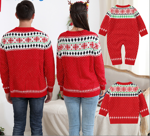Pull à col rond pour femme, motif dinosaure de Noël rouge, tricoté épais - Product Image 4