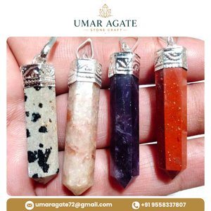 จี้หินคริสตัลธรรมชาติทรงแหลม พร้อมฝาครอบเงิน สร้อยคอคริสตัลทรงแหลม เหมาะสำหรับเป็นของขวัญและงานปาร์ตี้ - Product Image 2