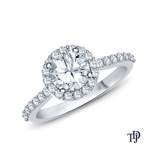 Bague de fiançailles en or 10 carats avec magnifique halo de diamants (naturels), pierre centrale ronde et diamants d'appoint (naturels), bijoux OEM - Product Image 4