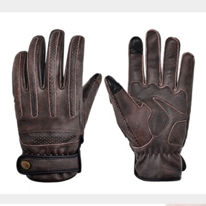 Guantes de Carreras de Cuero con Dedos Completos y Compatibilidad con Pantalla Táctil, Guantes Unisex para Motociclismo al Aire Libre con Cierre de Botón, Color Marrón - Product Image 2