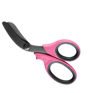 Tijeras de trauma de alta resistencia de 7.5 pulgadas con hojas recubiertas de titanio negro y mangos rosas de Dentavex - Product Image 5
