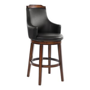 Set di 2 Sedie da Bar Girevoli in Ecopelle Marrone Scuro, Mobili da Pranzo in Legno con Imbottitura Confortevole - Product Image 1