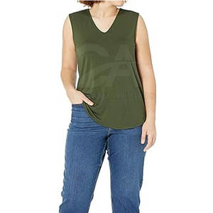Camiseta sin mangas acanalada para mujer al por mayor, top cómodo para uso diario, chaleco de verano para mujer - Product Image 4