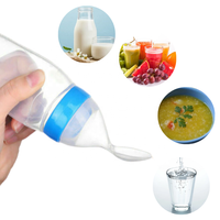 Biberón con Cuchara 2 en 1, Libre de BPA, de Silicona y PP, Dispensador de Alimentos para Bebés, 90 ml, para Puré