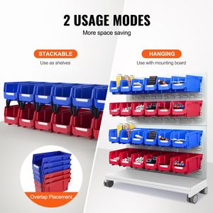 Heavy-Duty 12-Pack Stackable <b>Storage</b> Organizer <b>Bin</b> Blue/Red 11-Inch X 5-Inch X 5-Inch <b>Plastic</b> <b>Storage</b> <b>Bin</b> with Hanging Feature - Product Image 5