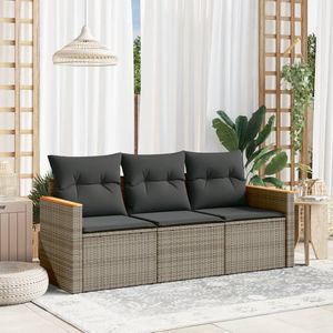 Conjunto de Muebles de Jardín de Ratán PE Gris y Acero con Recubrimiento en Polvo, Sofá de Patio - Product Image 1