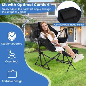 Retractable Footrest <b>Hammock</b> Camping Chair with Carrying Bag - Product Image 4