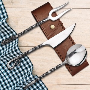Vente en gros OEM/ODM – Ensemble de couverts Viking en acier inoxydable forgé à la main avec logo personnalisé – Style traditionnel, écologique et multifonctionnel - Product Image 5