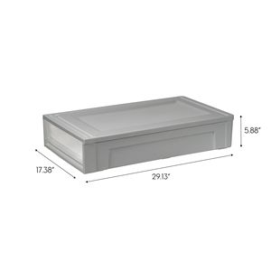 Cajón de Almacenamiento Plegable y Apilable de 27.5 Qt para Debajo de la Cama, Caja de Plástico Gris - Product Image 2