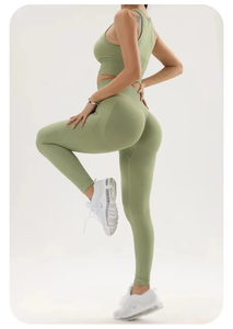 Conjunto de Yoga para Mujer con Logotipo Personalizado de Alta Calidad en Colores Personalizados, Ropa Deportiva de Spandex/Nylon, Conjunto de Gimnasio Elástico para Entrenamiento - Product Image 5