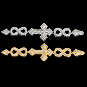 New Latest 18K <b>Solid</b> Gold Plated Sterling <b>Silver</b> Iced Out Infinity and Cross Cuban Chain with Moissanite Trendy Unisex Jewelry - Product Image 2