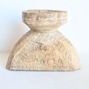 Vintage Hand Carved Wooden Candle Holder Stand Rustic Farmhouse <b>Table</b> Centerpiece Decorative Home Decor for Living Room Bedroom - Product Image 4