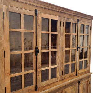 Grand présentoir industriel brun gamme armoire porte en verre élégant vintage 4 tiroirs fait à la main solide salon hôtels écoles - Product Image 5