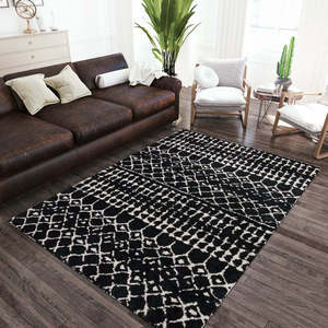 Tapis en laine marocaine tissé charbon de bois abstrait moderne PihueCreations217 pour salon et chambre à coucher tapis et ensembles - Product Image 6