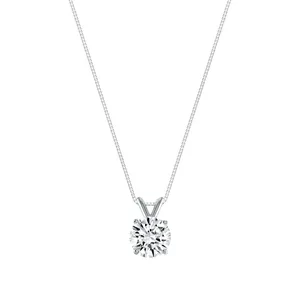1.5 Ct Round Lab Created Grown Diamond <b>Solid</b> 14K White <b>Gold</b> <b>Pendant</b> Necklace - Product Image 1