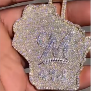 Colgante de Diamantes Personalizado en Forma de la Estrella de la República de Wisconsin, en Plata de Ley, con Moissanita VVS, Joyería Hip Hop, Cadena Chapada en Oro, Certificado GRA - Product Image 1