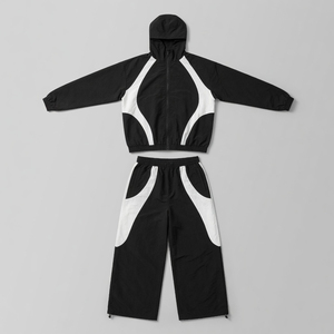 Ensemble de survêtement coupe-vent unisexe 2-en-1 léger et oversize en nylon avec fermeture éclair, personnalisation rapide du logo, vente en gros - Product Image 3