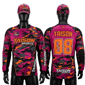 Camiseta de paintball para hombre, 170 GSM, malla de poliéster premium que absorbe la humedad, paneles de camuflaje negro, gris y naranja, logotipo personalizado por sublimación. - Product Image 4