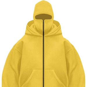 Sweat à capuche cagoule tricoté pour homme, avec logo personnalisé brodé, motif uni, double capuche, fermeture éclair intégrale, grande taille, anti-rétrécissement - Product Image 5