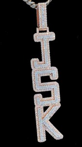 Colgante de Letra Inicial Personalizado con Diamantes VVS1 en Oro Rosa, Estilo Hip Hop, Unisex, Regalo para Él, Diamantes Jay Balaji en Línea para Mujer - Product Image 3