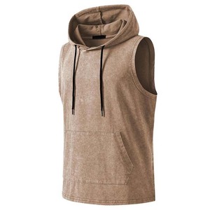 <b>Men</b> Sleeveless Hoodies Cotton <b>Pullover</b> Eco-Friendly High Quality in Solid Color - Product Image 1