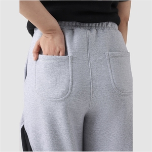 Pantalon de survêtement à empiècements de haute qualité - 100% coton molleton épais, coupe large - Product Image 5