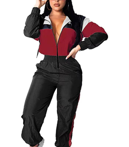 Coupe-vent unisexe pour femme 100 % nylon à capuche, ensemble de survêtement printemps 2-en-1, coupe-vent respirant, couleur unie imprimée, décontracté et léger - Product Image 1