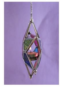 2026 Christmas Home Decorations Colorful Floral Glass Hanging <b>Star</b> Tea <b>Light</b> Candle Holder - Product Image 4