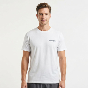 Camiseta Personalizada de Alta Calidad, Simple, de Color Blanco Sólido, Cuello Redondo, para Hombre, de Verano, Manga Corta, de Algodón, Estilo Regular - Product Image 4