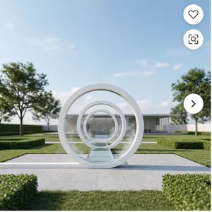 Escultura Circular Moderna de Anillo Blanco para Jardín, Instalación Artística para Parques, Césped, Paisajes y Decoración Arquitectónica - Product Image 1