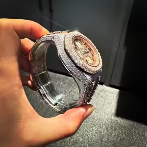 Reloj de Lujo para Hombre, 41 mm, Cuarzo, Acero Inoxidable, Cuadrado, con Diamantes Moissanite VVS, Estilo Hip Hop, de Negocios, con Fecha - Product Image 2