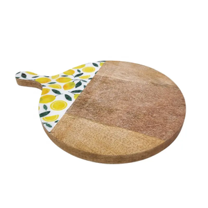 Tabla de cortar de cerámica con mango de madera, diseño de estrellas, forma rectangular, apta para lavavajillas, paquete individual. - Product Image 6