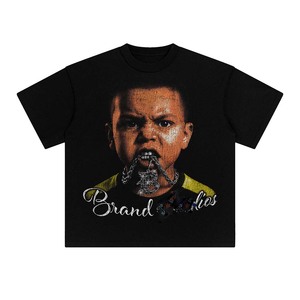 100% Cotton Men's T-Shirt Loose Fit Printed Men Boxy T Shirt Premium Cotton Soft Breathable Black White Custom ScreenPrint <b>Logo</b> - Product Image 2