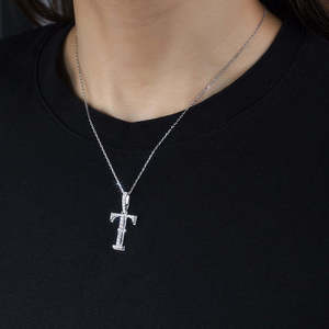 Personalized Alphabet T Pendant Necklace High End Moissanite Jewelry Initial T Necklace Wholesale 925 <b>Silver</b> Moissanite Jewelry - Product Image 4